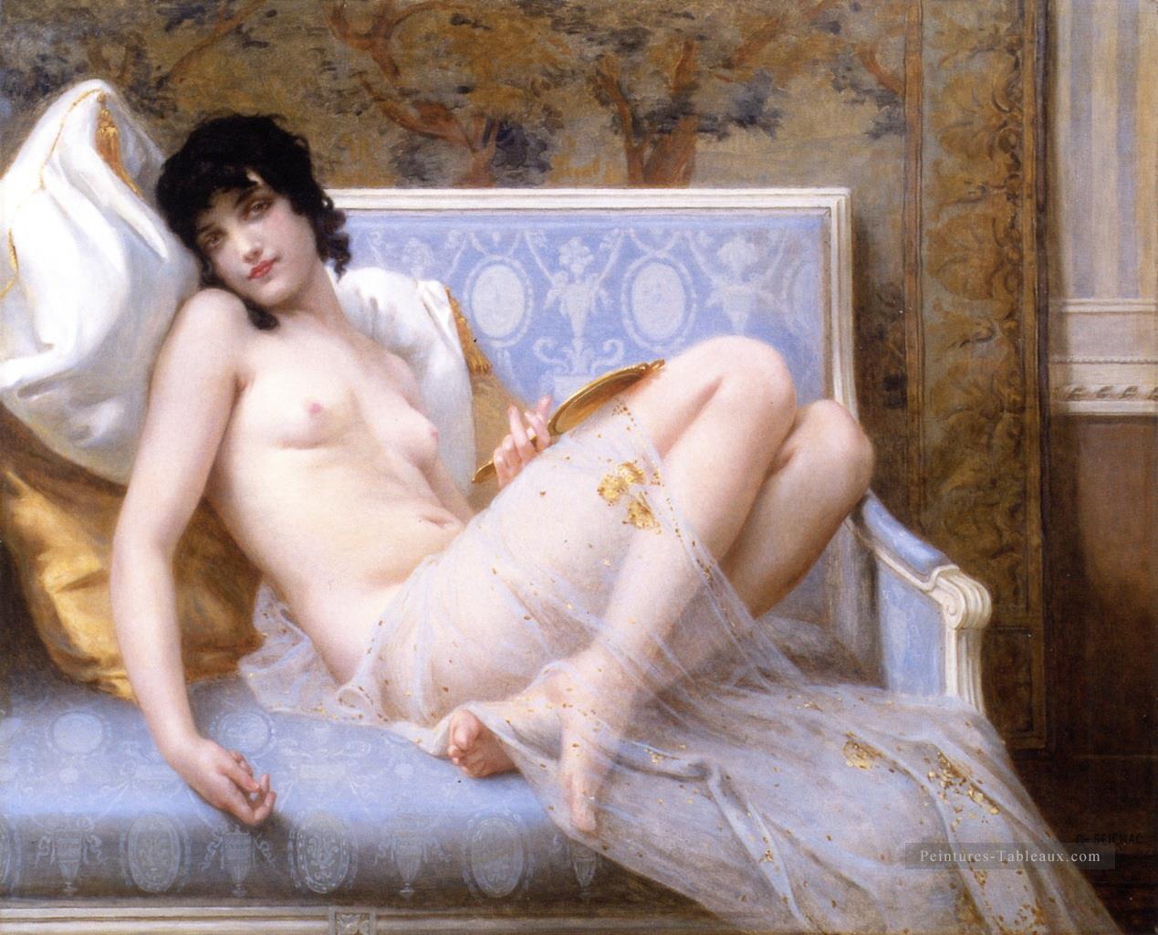 Jeune femme nue sur un canapé jeune femme denudee sur canape nue Guillaume Seignac Peintures à l'huile